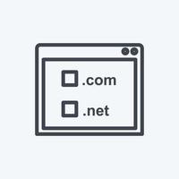 icona di registrazione del dominio in stile linea alla moda isolato su sfondo blu tenue vettore