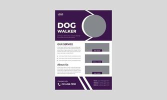 design volantino servizio dog walker. modello di progettazione del volantino del poster del servizio di dog walking. modello a4, design brochure, copertina, volantino, poster, pronto per la stampa vettore