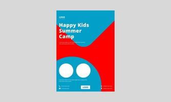 design volantino campo bambini felici. design del poster del volantino del campo estivo per bambini. poster del campo per bambini del giorno del divertimento della domenica, design di volantini. vettore