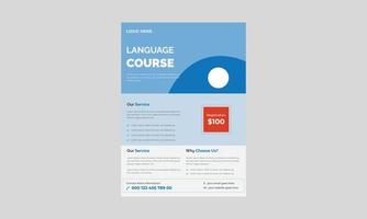 design del volantino del corso di lingua inglese, parli inglese, concetto di apprendimento dell'inglese, modello a4, design dell'opuscolo, copertina, volantino, poster, pronto per la stampa. vettore