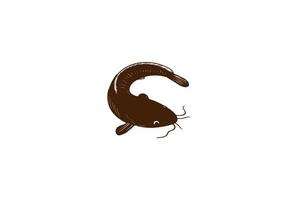 vintage retrò pesce pesce gatto silhouette disegnare a mano per la pesca o il design del logo del prodotto vettore