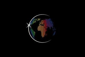 moderno globo terrestre mappa del mondo discoteca dj lampada logo design vector