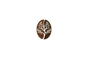 semplice chicco di caffè minimalista con albero di piante per negozio, bar, ristorante o vettore di progettazione del logo del prodotto della fattoria del caffè