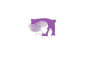 bella bellezza donne ragazza sonno femminile per relax spa logo design vector