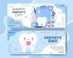 dentista giorno banner modello piatto design dentale illustrazione modificabile di sfondo quadrato adatto per social media o annunci web internet vettore