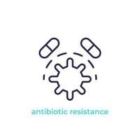 icona della linea vettoriale di resistenza agli antibiotici