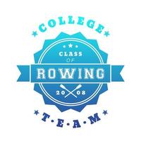logo vintage della squadra di canottaggio del college con remi incrociati, distintivo, emblema su bianco vettore