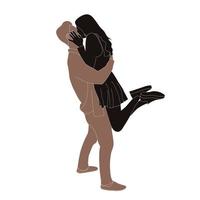 felice giorno di san valentino, coppia felice bacio personaggio vettore silhouette su sfondo isolato, illustrazione del personaggio per progetti a tema giovane coppia come matrimonio e san valentino.