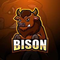 design del logo esport della mascotte del bisonte vettore