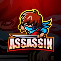 assassino mascotte esport logo design vettore