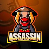 assassino mascotte esport logo design vettore