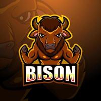 forte design del logo esport della mascotte del bisonte vettore