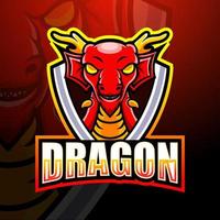 design del logo esport della mascotte del drago vettore