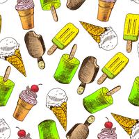 Doodle sfondo senza giunte di gelato vettore