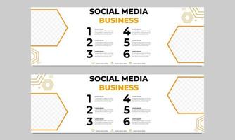 modello di banner orizzontale giallo business social media vettore