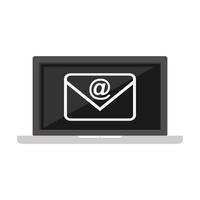 design piatto e-mail. simbolo di posta elettronica sul laptop. vettore