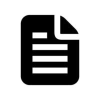 illustrazione vettoriale dell'icona di un foglio di carta silhouette. adatto per elementi icona standard di nuovi file, documenti d'ufficio e pagine cartacee. icona del glifo del file.