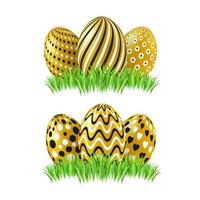 impostare le uova di colore di Pasqua su sfondo bianco. illustrazione vettoriale. ornamento di uova di buona pasqua. vettore