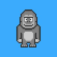 personaggio gorilla in stile pixel art vettore