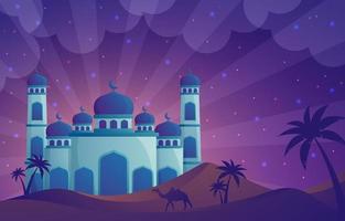 moschea eid al adha nel deserto vettore