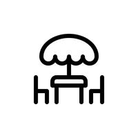 Illustrazione di vettore di tavolo e sedia, icona di stile di linea