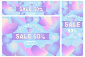 san valentino saldi 50 off poster o banner di colore alla moda vettore