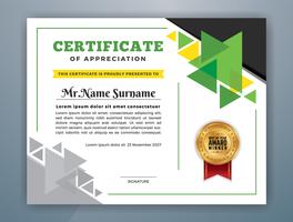 Modello di certificato professionale multiuso. Illustrazione astratta di vettore verde