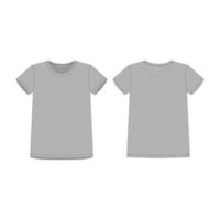 t-shirt grigia per donna isolata isolata su sfondo bianco. disegno tecnico fronte e retro vettore