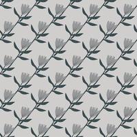 motivo botanico senza cuciture con sagome diagonali di tulipani. sfondo grigio chiaro. sfondo semplice in toni chiari. vettore