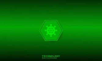 icona del virus in esagono verde con sfondo verde. vettore