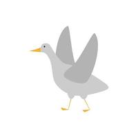 uccello d'oca in stile piano isolato su priorità bassa bianca. personaggio dei cartoni animati divertente. vettore