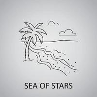 isola di vaadhoo, maldive. icona del mare di stelle vettore