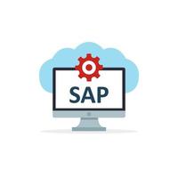 SAP software di automazione dei processi aziendali. icona del software cloud. pianificazione delle risorse aziendali del software di sistema vettore