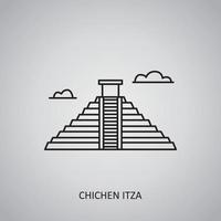 icona di chichen itza su sfondo grigio. messico, yucatan. icona della linea vettore