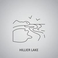 icona del lago collinare su sfondo grigio. australia, isola centrale. icona della linea vettore