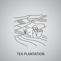 icona di campi di piantagioni di tè. paesaggio della piantagione di tè vettore