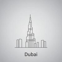 icona della città di dubai. burj khalifa e altre viste delle torri vettore