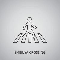 incrocio di shibuya in giappone, tokyo. icona pedonale vettore