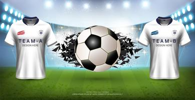 Modello di torneo di calcio per evento sportivo, squadra di mock-up di maglia di calcio A vs squadra B. vettore