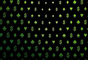modello vettoriale verde scuro con simboli di poker.