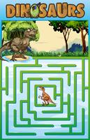 Modello di puzzle con tema di dinosauri vettore