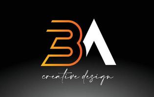 logo della lettera ba con colori dorati bianchi e vettore icona design minimalista