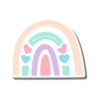 cuori arcobaleno pastello su silhouette bianca e ombra grigia. stile piatto per decorato e qualsiasi design. illustrazione vettoriale