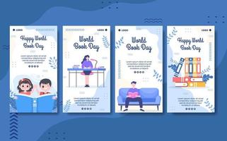 Giornata mondiale del libro storie modello design piatto educazione illustrazione modificabile di sfondo quadrato adatto per social media o annunci web web vettore