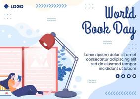 Illustrazione di educazione design piatto modello di brochure giornata mondiale del libro modificabile di sfondo quadrato adatto per social media o annunci web su Internet vettore