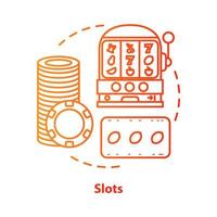 icona del concetto di slot. un bandito armato, illustrazione della linea sottile dell'idea della slot machine. gioco d'azzardo online. sette fortunati, giri di frutta. roulette. disegno di contorno isolato vettoriale