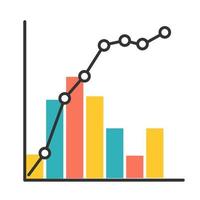 icona del colore della curva di Pareto. grafico informativo e grafico. 80-20 visualizzazione delle regole. presentazione della distribuzione della ricchezza sociale. diagramma di affari. correlazione finanziaria. illustrazione vettoriale isolata