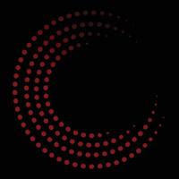 uno sfondo nero contiene puntini rossi avvolti in un movimento circolare vettore