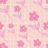 modello senza cuciture di fiori rosa astratti in stile doodle. semplice carta da parati floreale. vettore