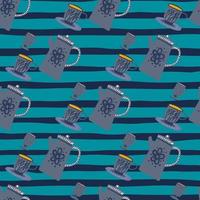 modello senza cuciture disegnato a mano di cerimonia del tè. ornamento doodle in tenui toni blu su sfondo spogliato. vettore